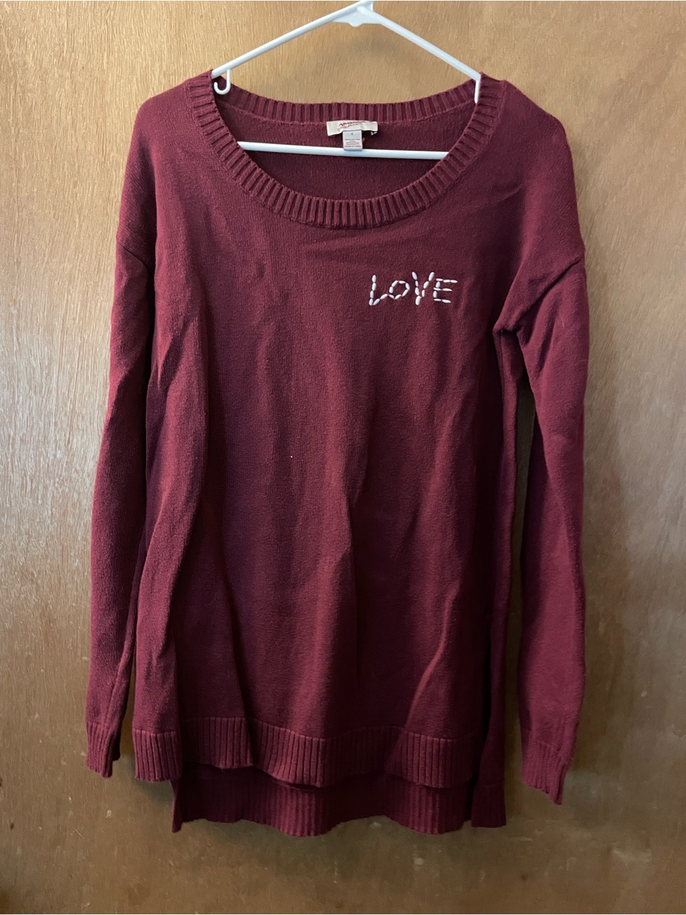 Arizona Jean Company Burgundy 'LOVE' Crewneck Sweater